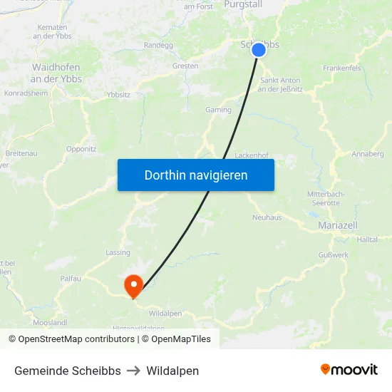 Gemeinde Scheibbs to Wildalpen map