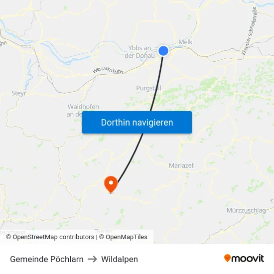 Gemeinde Pöchlarn to Wildalpen map