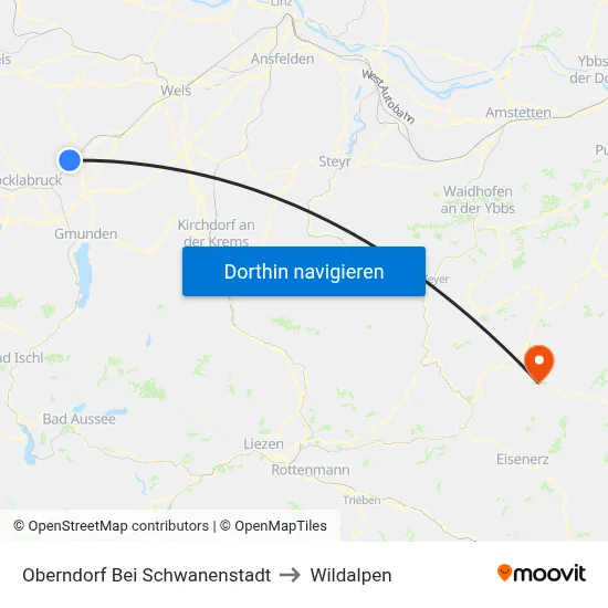 Oberndorf Bei Schwanenstadt to Wildalpen map