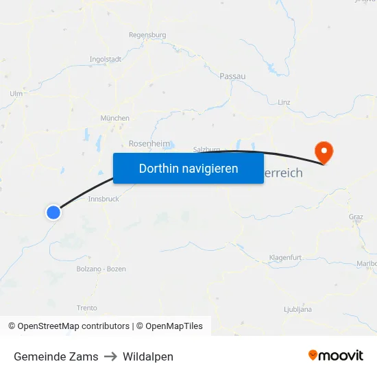 Gemeinde Zams to Wildalpen map