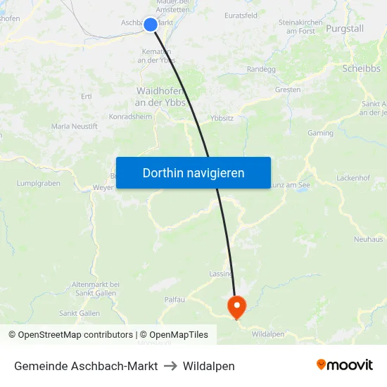 Gemeinde Aschbach-Markt to Wildalpen map