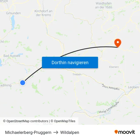 Michaelerberg-Pruggern to Wildalpen map