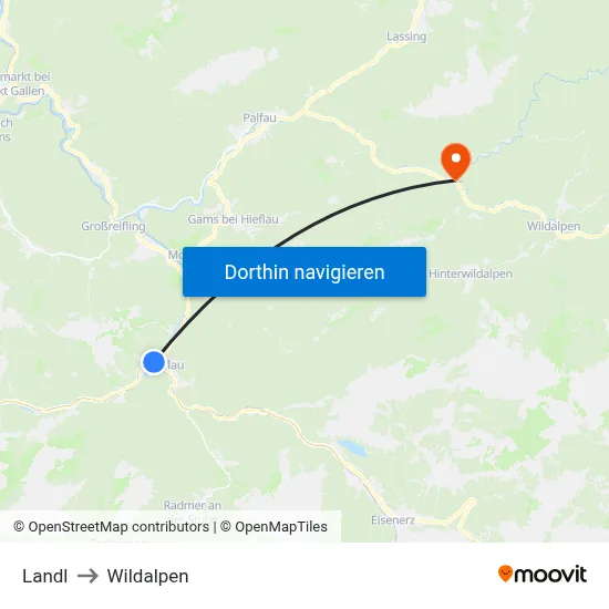 Landl to Wildalpen map