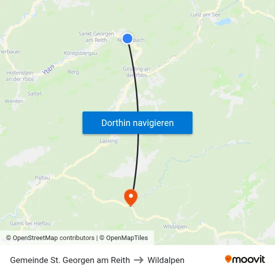 Gemeinde St. Georgen am Reith to Wildalpen map