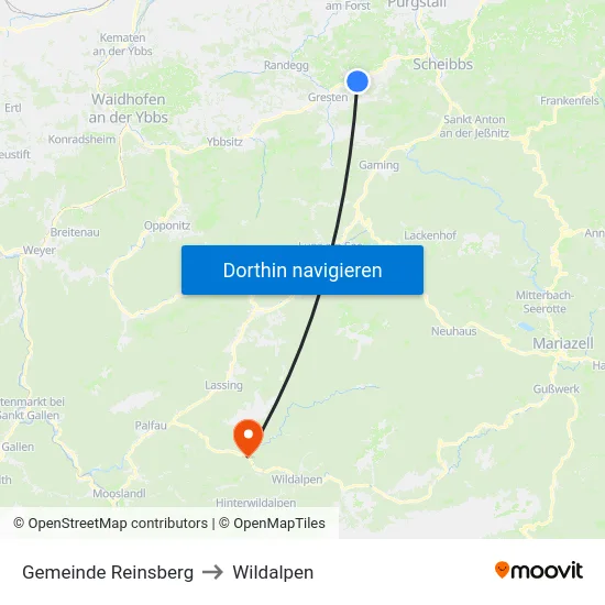 Gemeinde Reinsberg to Wildalpen map