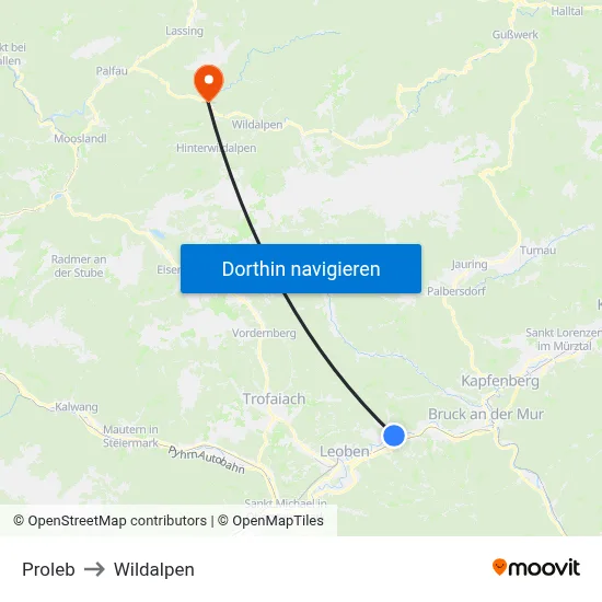 Proleb to Wildalpen map