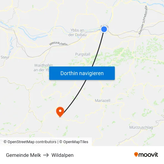 Gemeinde Melk to Wildalpen map