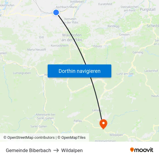 Gemeinde Biberbach to Wildalpen map