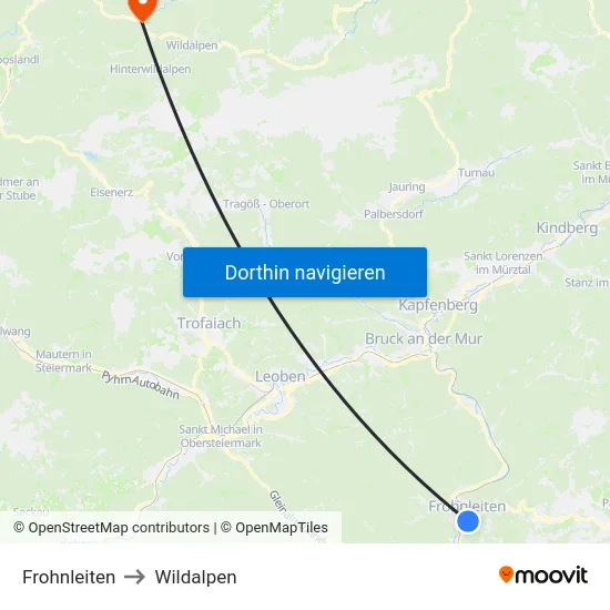 Frohnleiten to Wildalpen map
