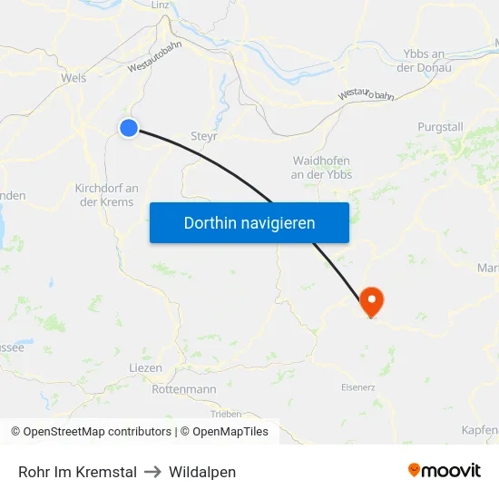 Rohr Im Kremstal to Wildalpen map