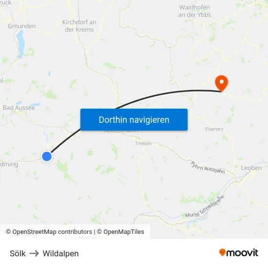Sölk to Wildalpen map