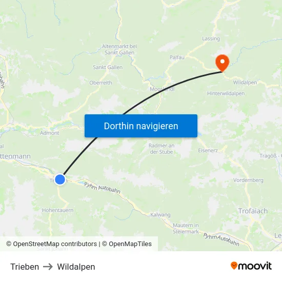 Trieben to Wildalpen map