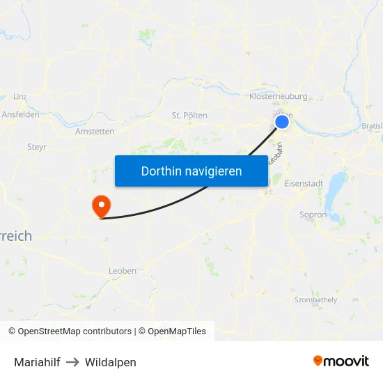 Mariahilf to Wildalpen map