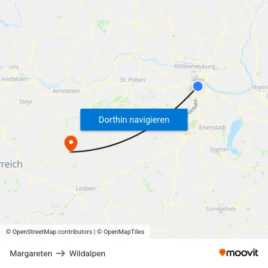 Margareten to Wildalpen map