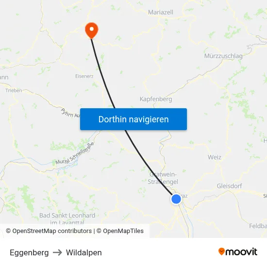 Eggenberg to Wildalpen map