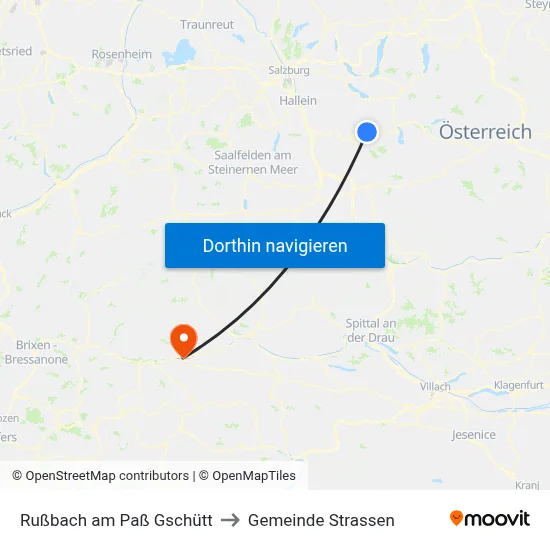 Rußbach am Paß Gschütt to Gemeinde Strassen map