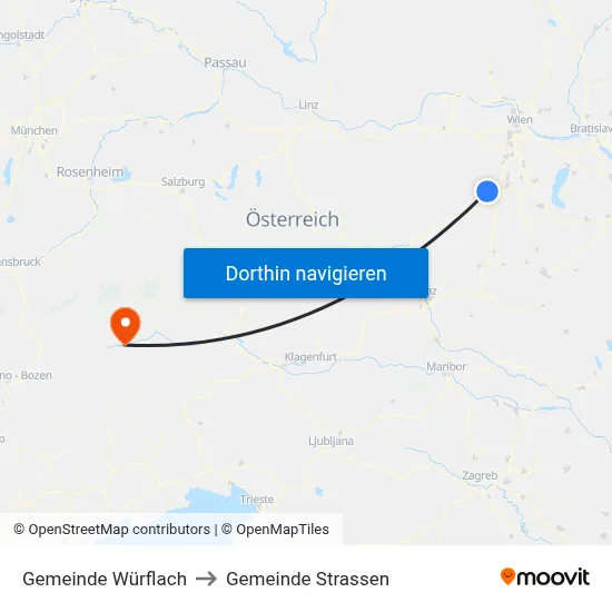 Gemeinde Würflach to Gemeinde Strassen map