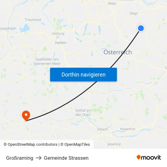 Großraming to Gemeinde Strassen map