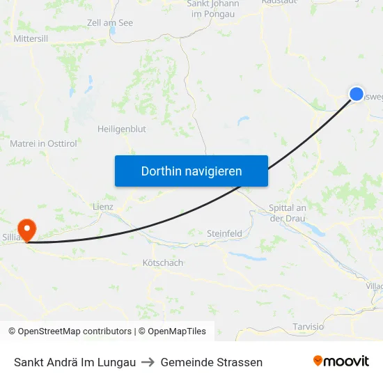 Sankt Andrä Im Lungau to Gemeinde Strassen map