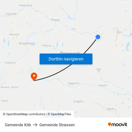 Gemeinde Kilb to Gemeinde Strassen map