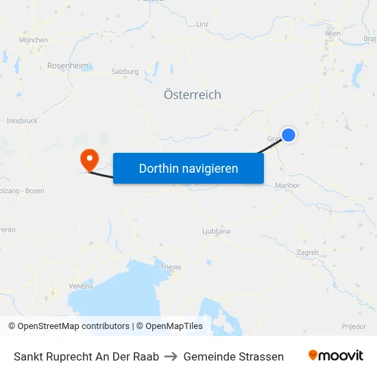 Sankt Ruprecht An Der Raab to Gemeinde Strassen map