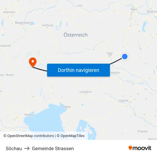 Söchau to Gemeinde Strassen map