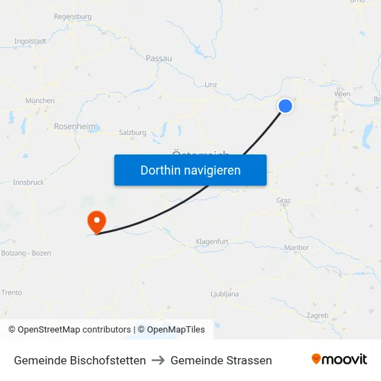 Gemeinde Bischofstetten to Gemeinde Strassen map