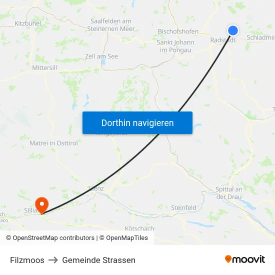 Filzmoos to Gemeinde Strassen map