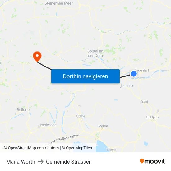 Maria Wörth to Gemeinde Strassen map