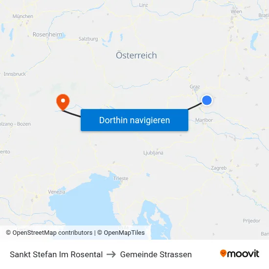 Sankt Stefan Im Rosental to Gemeinde Strassen map