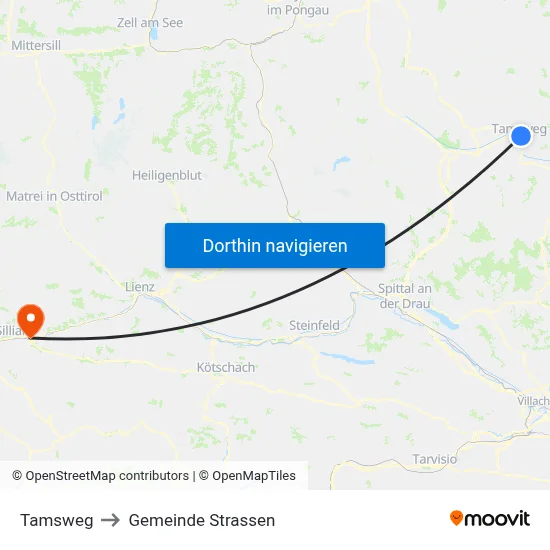 Tamsweg to Gemeinde Strassen map