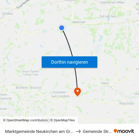 Marktgemeinde Neukirchen am Großvenediger to Gemeinde Strassen map