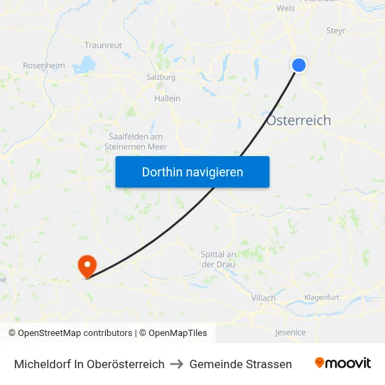 Micheldorf In Oberösterreich to Gemeinde Strassen map