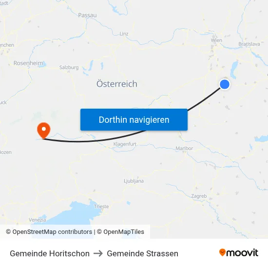 Gemeinde Horitschon to Gemeinde Strassen map