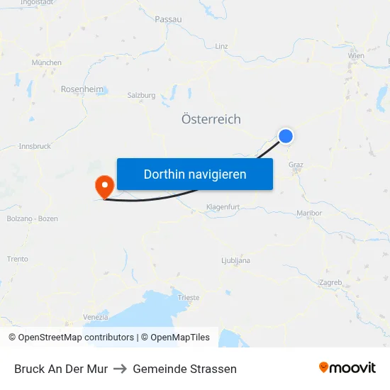 Bruck An Der Mur to Gemeinde Strassen map