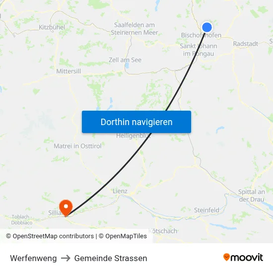 Werfenweng to Gemeinde Strassen map