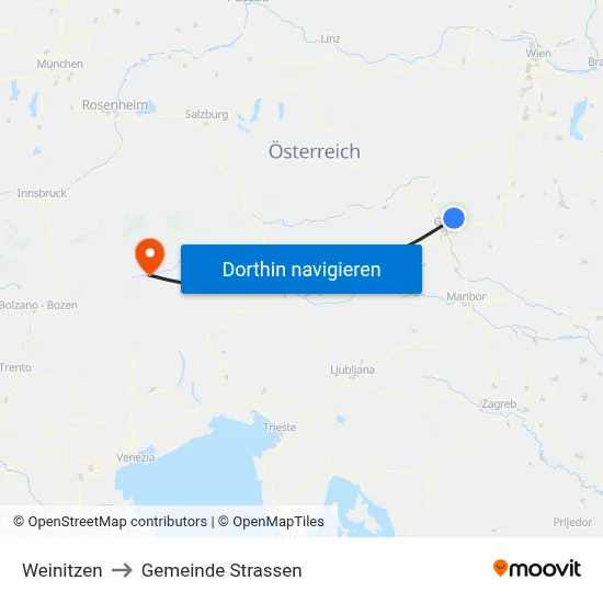 Weinitzen to Gemeinde Strassen map