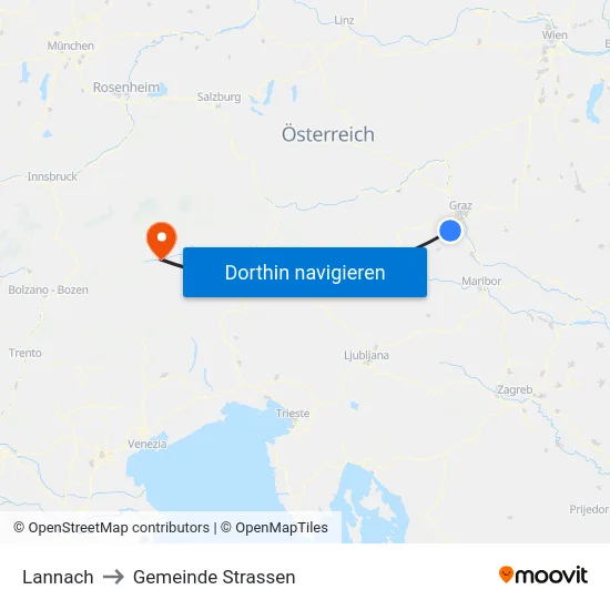 Lannach to Gemeinde Strassen map