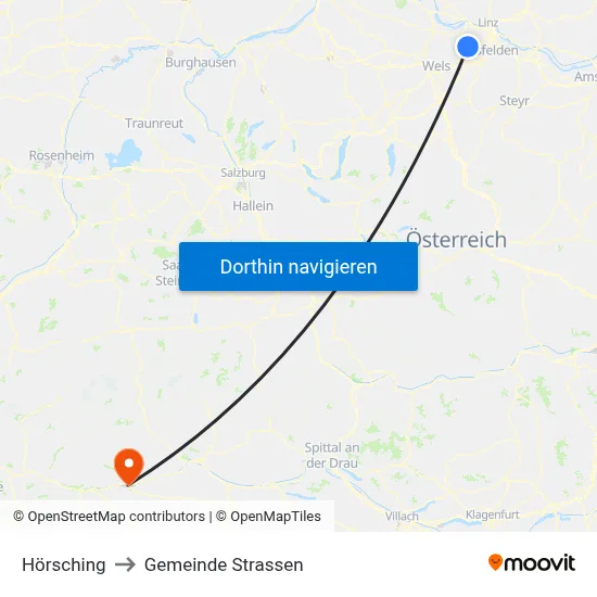 Hörsching to Gemeinde Strassen map