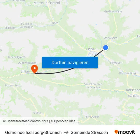 Gemeinde Iselsberg-Stronach to Gemeinde Strassen map