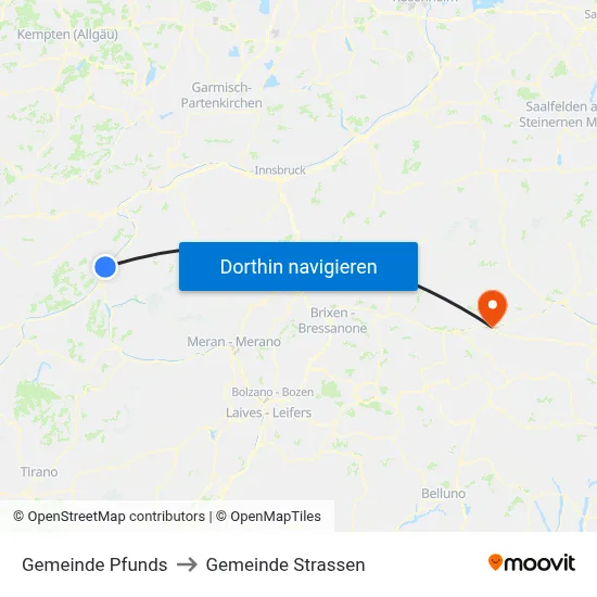 Gemeinde Pfunds to Gemeinde Strassen map