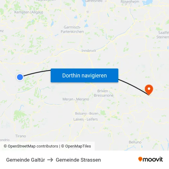 Gemeinde Galtür to Gemeinde Strassen map