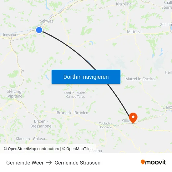 Gemeinde Weer to Gemeinde Strassen map