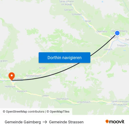 Gemeinde Gaimberg to Gemeinde Strassen map