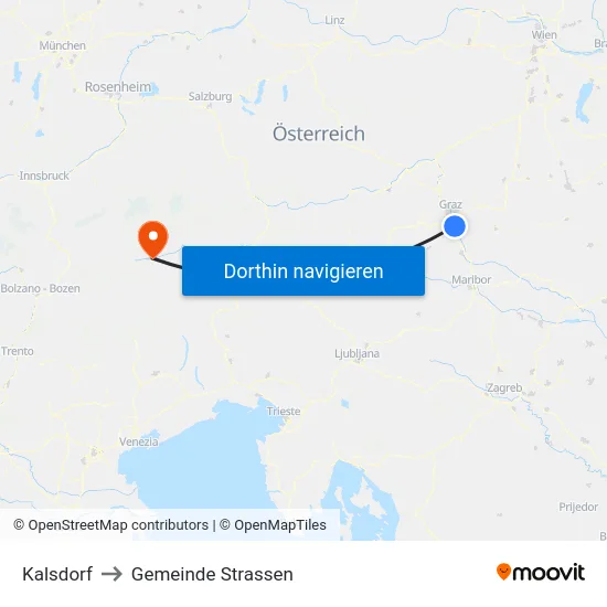Kalsdorf to Gemeinde Strassen map