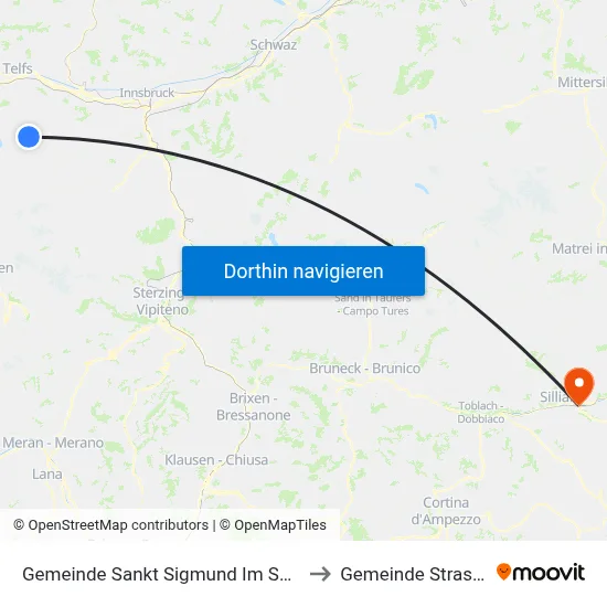Gemeinde Sankt Sigmund Im Sellrain to Gemeinde Strassen map
