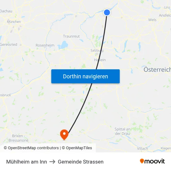 Mühlheim am Inn to Gemeinde Strassen map