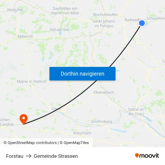 Forstau to Gemeinde Strassen map