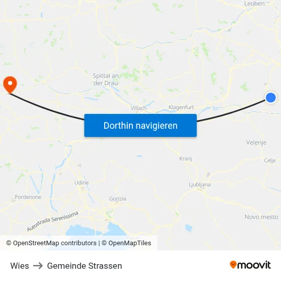 Wies to Gemeinde Strassen map