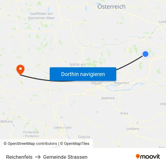Reichenfels to Gemeinde Strassen map